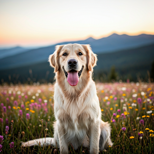 Perro viajero en un paisaje de montana